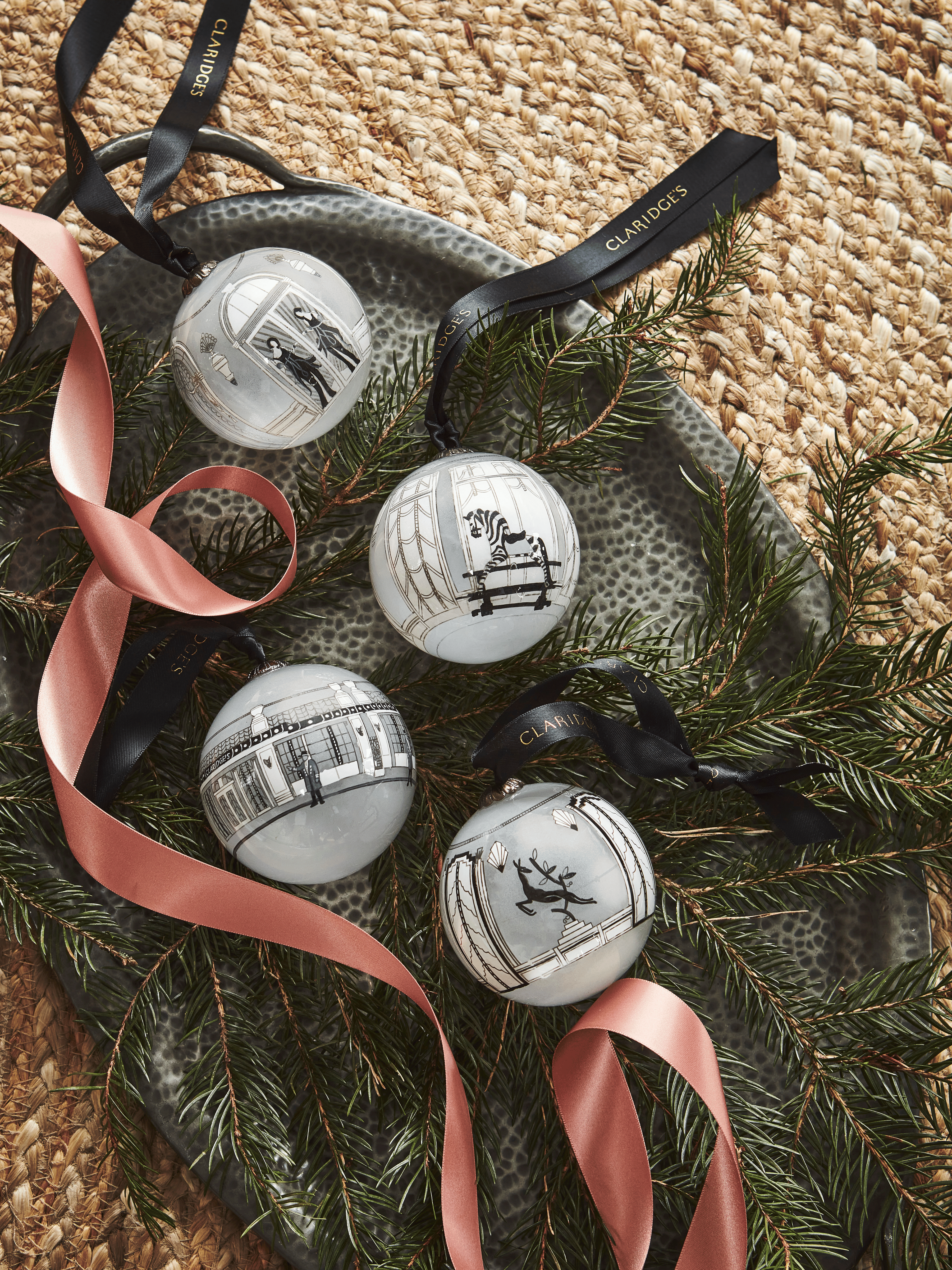 Deck the halls and dress the tree with the art deco style of Claridge’s. Using a time-honoured ‘inside out’ painting technique, this year's hand-blown glass bauble depicts Claridge's famous Rocking Zebra.