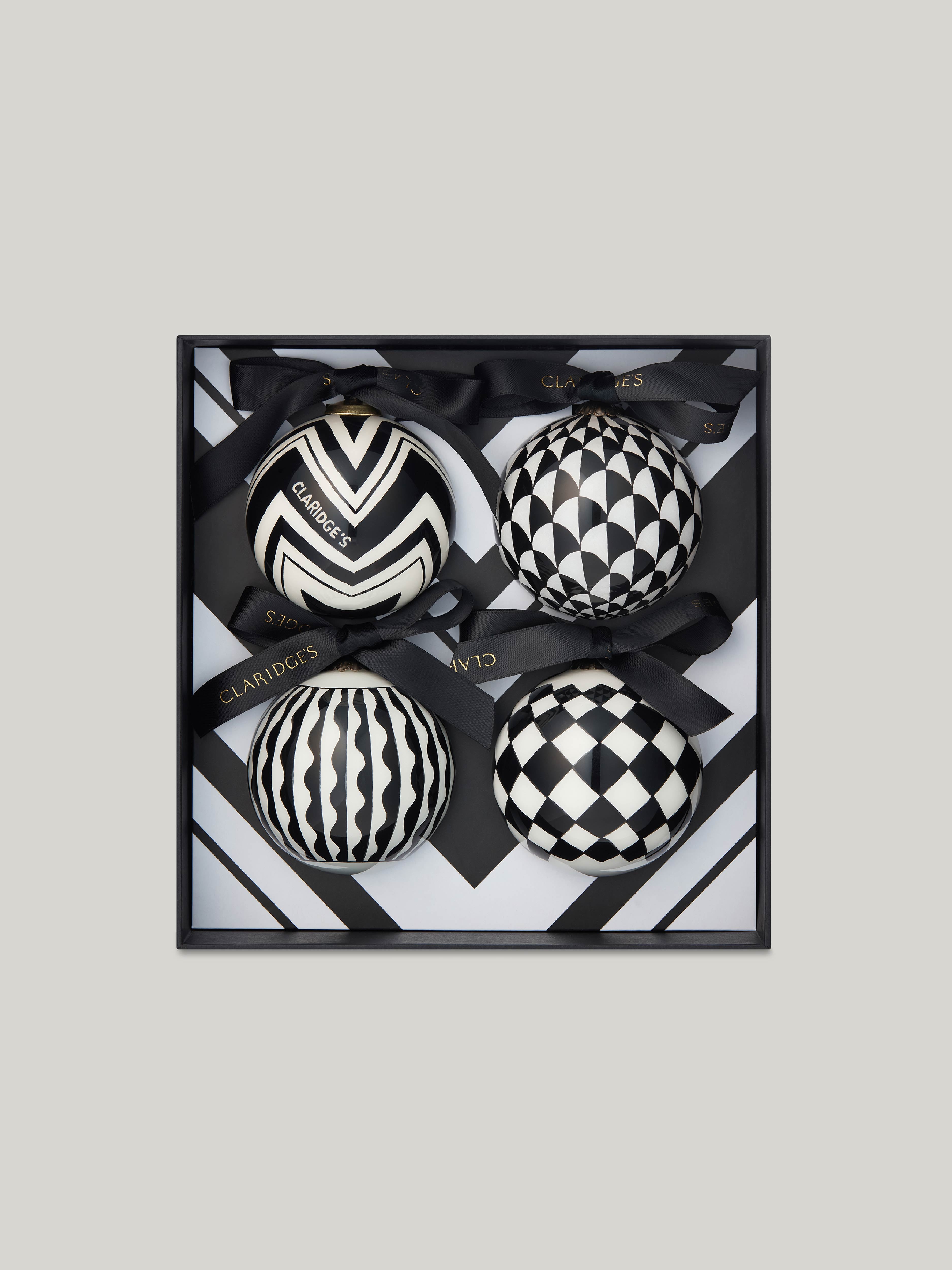 Claridge's Black & White Set of Four Baubles