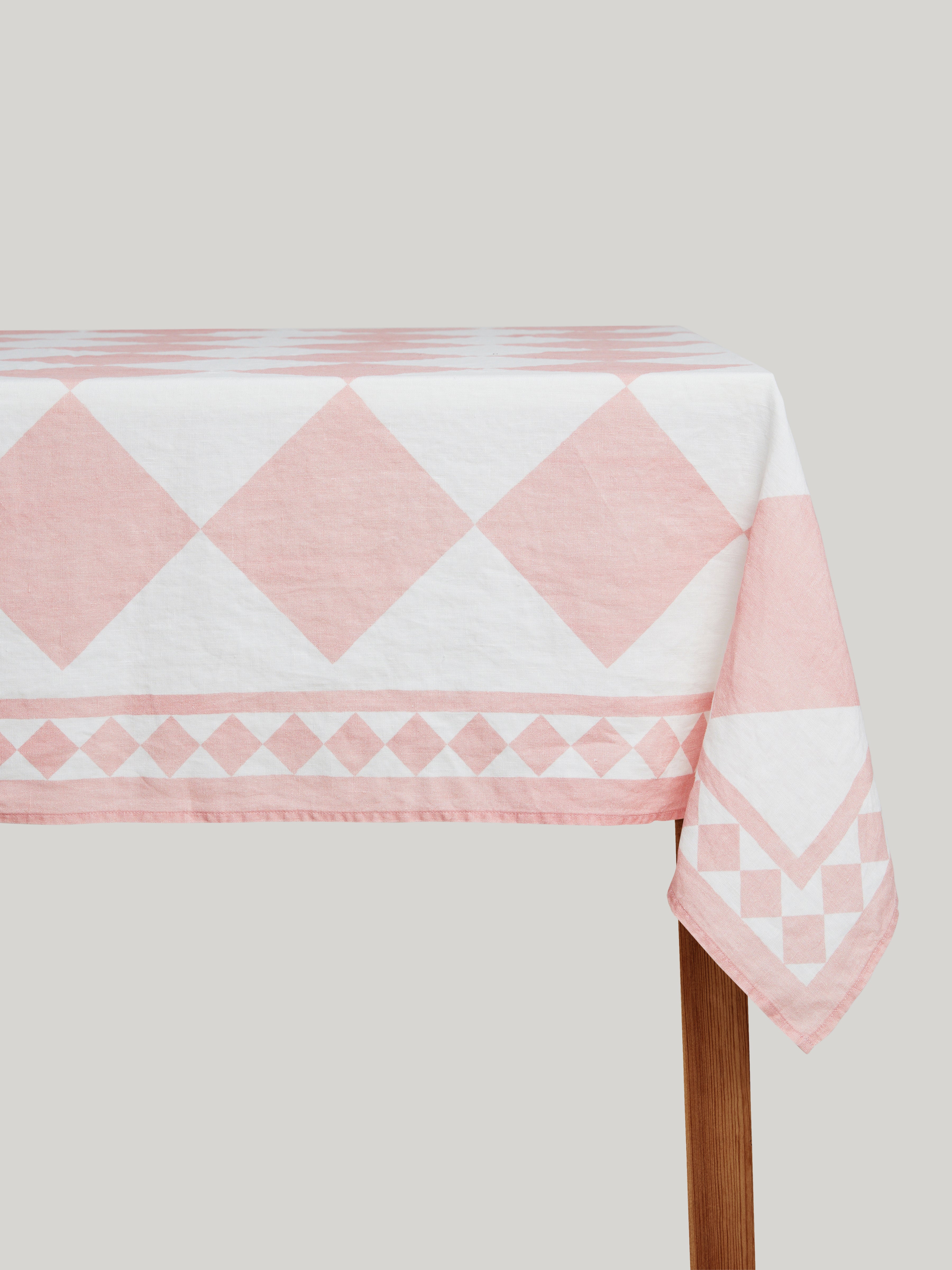 Claridge's x Summerill & Bishop Linen Tablecloth, Pink & White