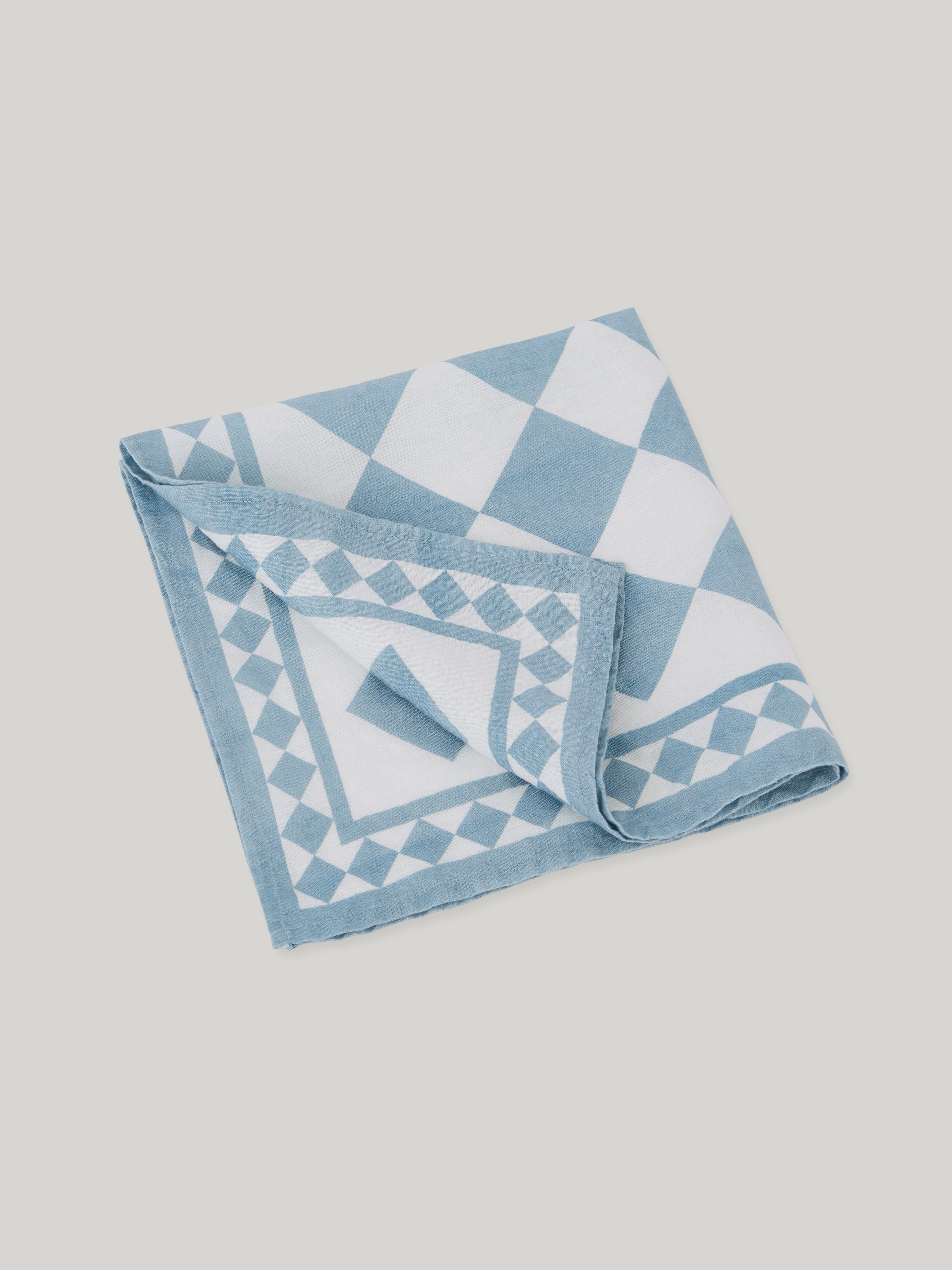 Claridge's x Summerill & Bishop Linen Napkin, Blue & White