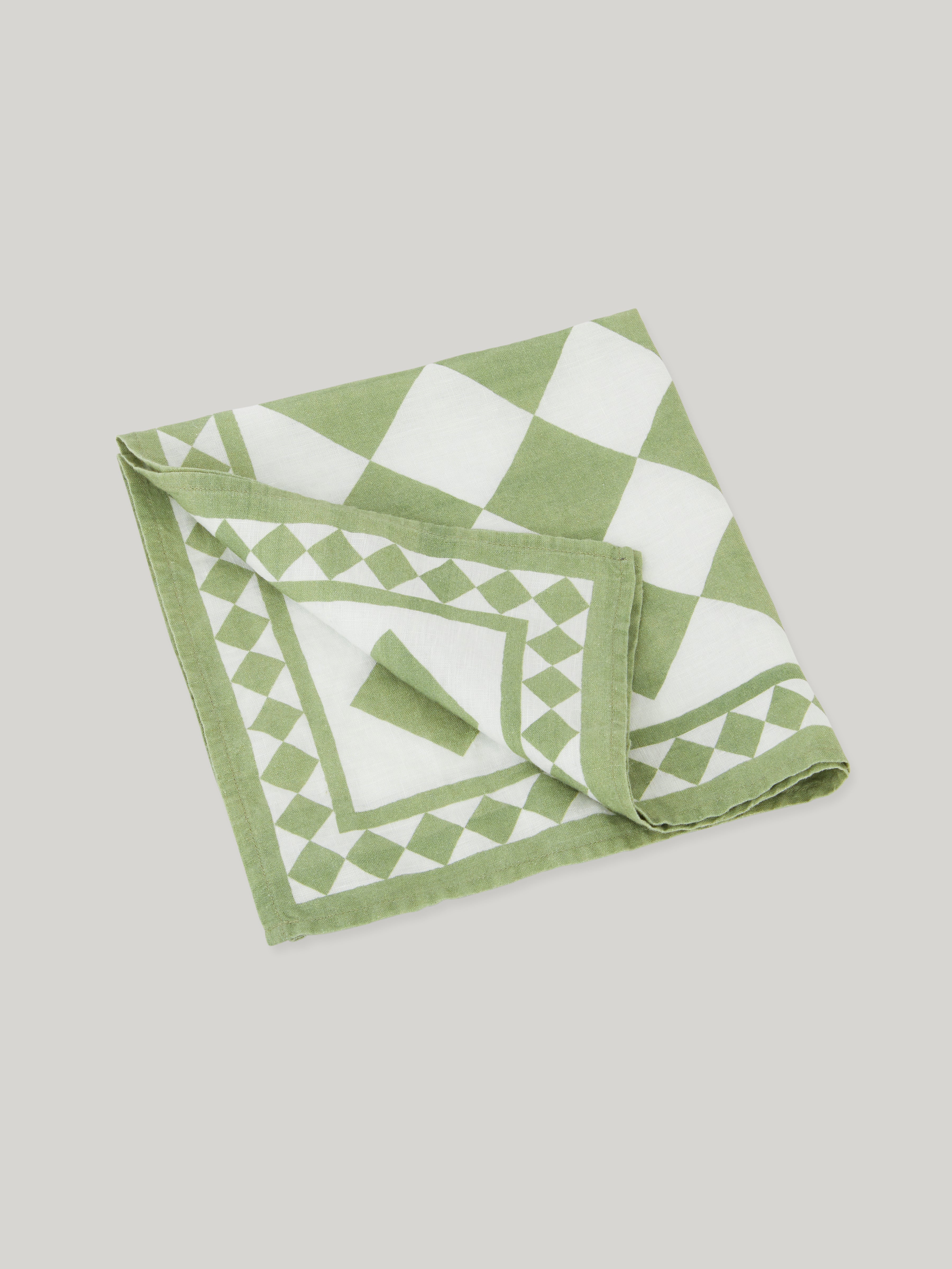 Claridge's x Summerill & Bishop Linen Napkin, Jade & White