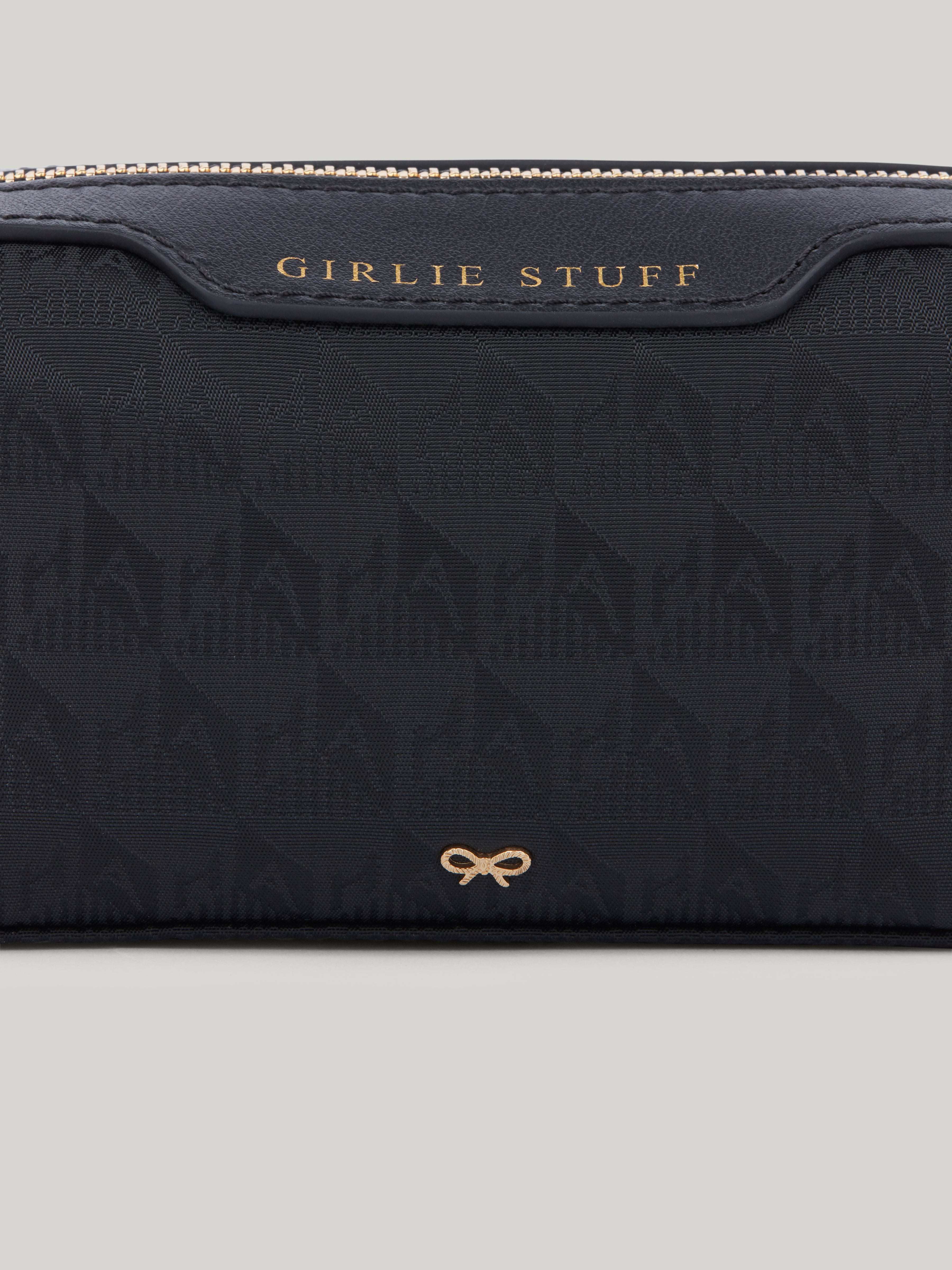 Anya Hindmarch's Girlie Stuff Pouch is small enough to stow into a suitcase or overnight bag, but still spacious enough to store your essentials inside, this handy hold-all is perfect for keeping those must-have things close at hand.  Part of our curated by Claridge's collection - these pieces are sourced from some of our favourite designers & makers. With a considered approach to production, these designers create pieces made to last, using the finest materials and sustainable practices.  