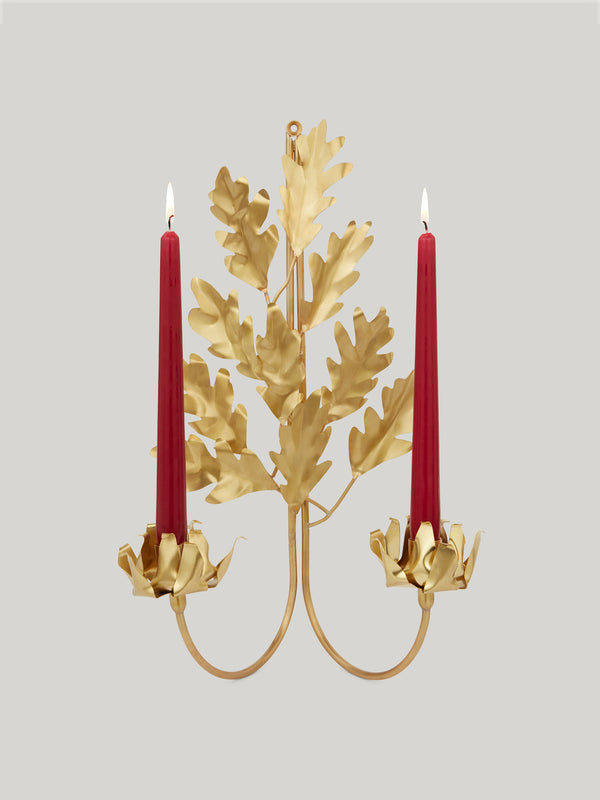 Jess Wheeler Oak Leaf Double Candle Sconce