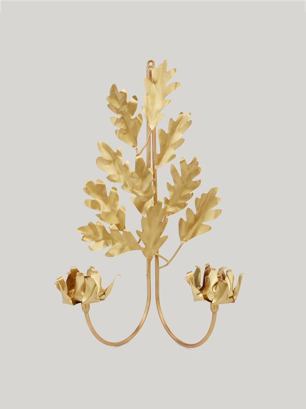 Jess Wheeler Oak Leaf Double Candle Sconce