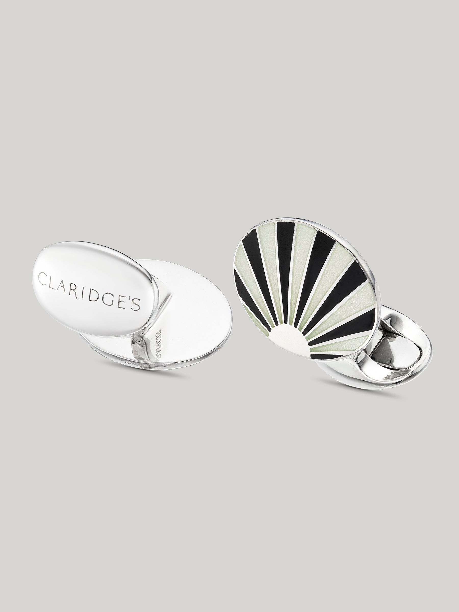 Claridge's Enamel Art Deco Sterling Silver cufflinks