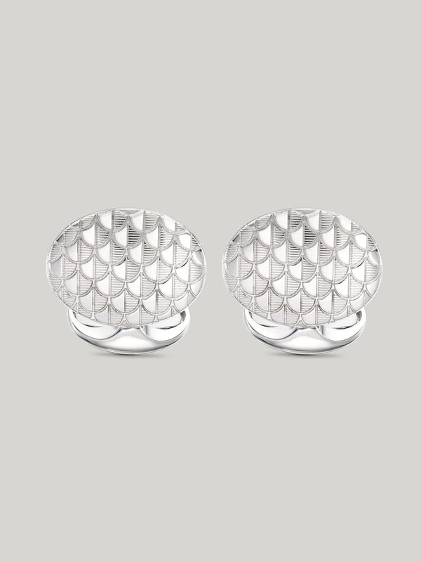 Claridge's Art Deco Engraved Sterling Silver cufflinks