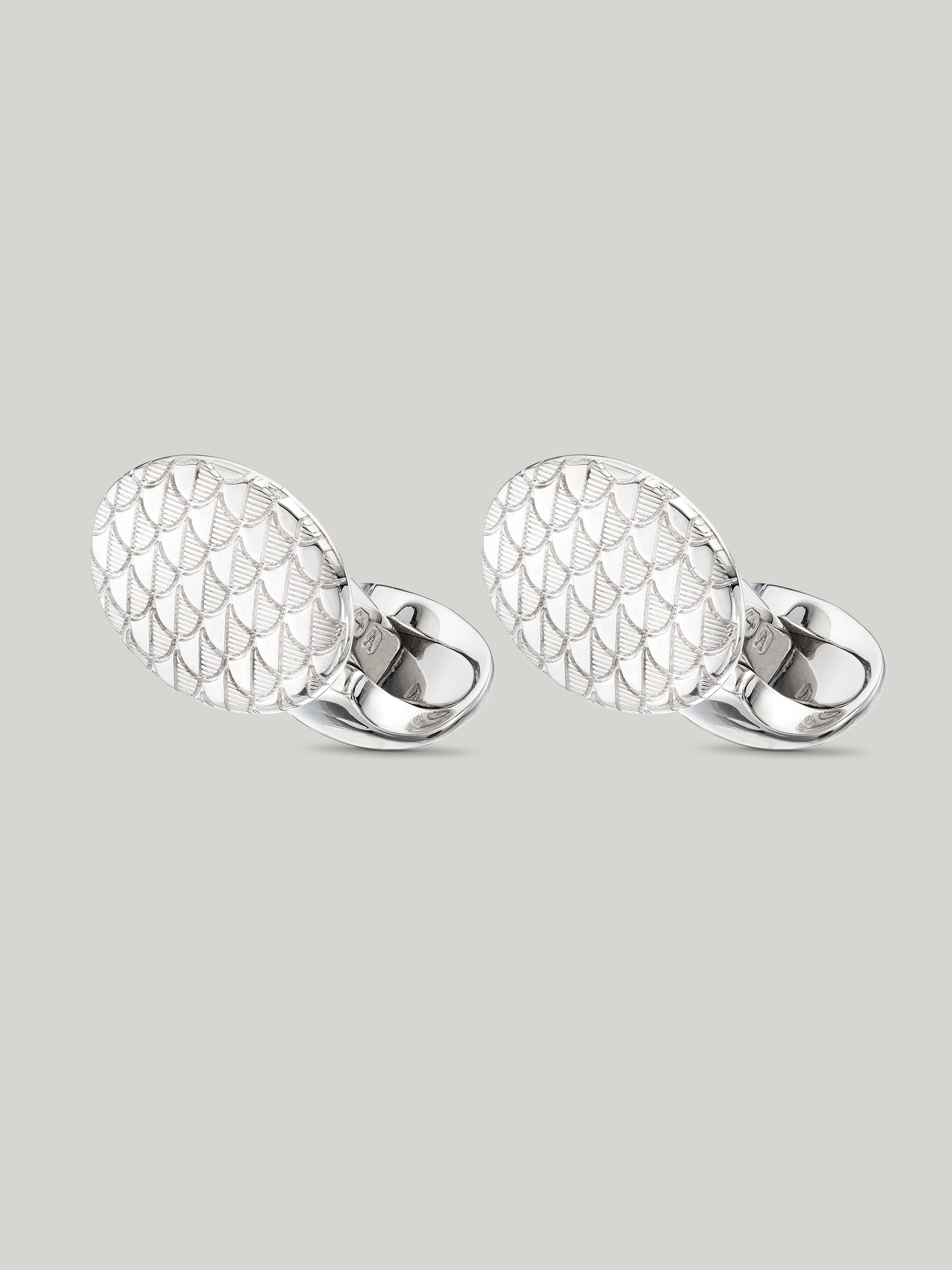 Claridge's Art Deco Engraved Sterling Silver cufflinks