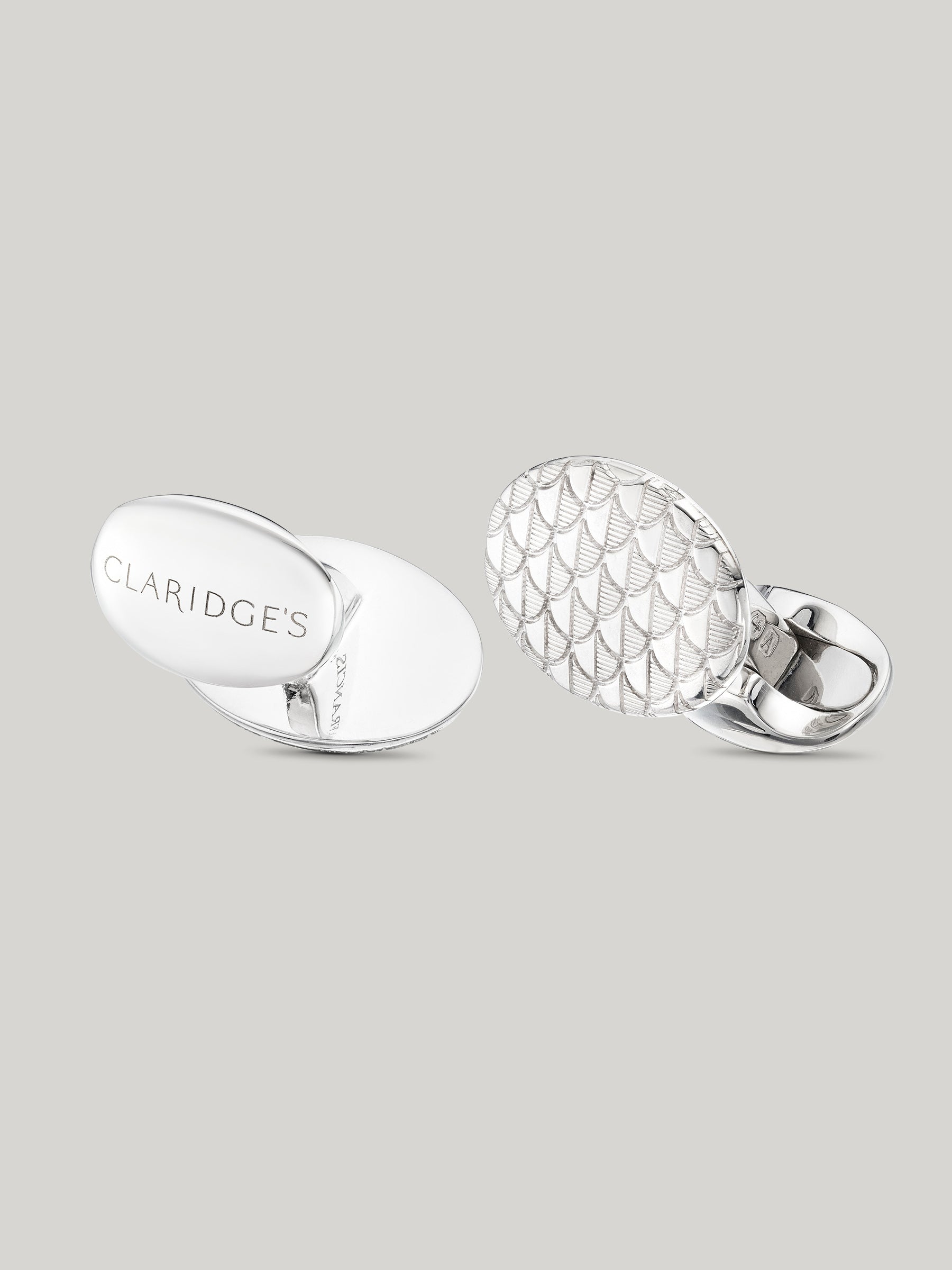 Claridge's Art Deco Engraved Sterling Silver cufflinks