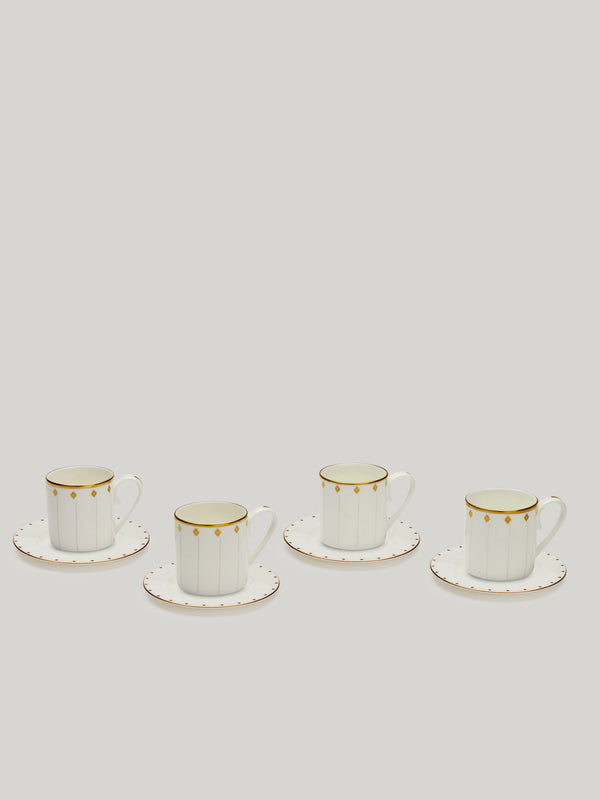 Claridge's Signature Set of Four Espresso Cups & Saucers