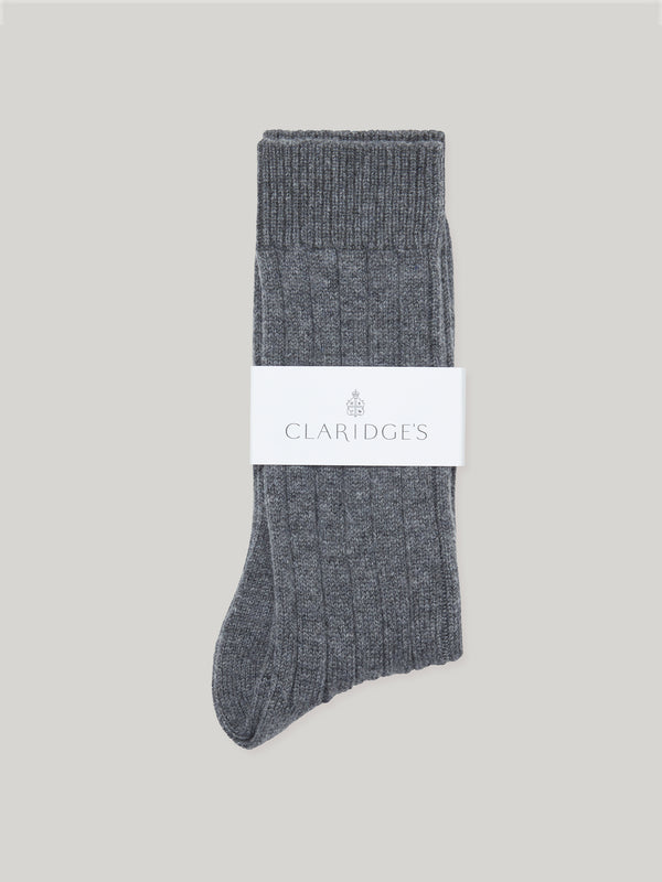 Claridge's Men's Grey Cashmere Socks