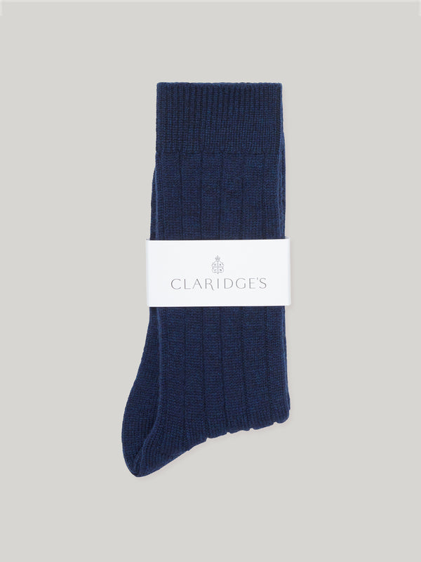 Claridge's Men's Navy Cashmere Socks