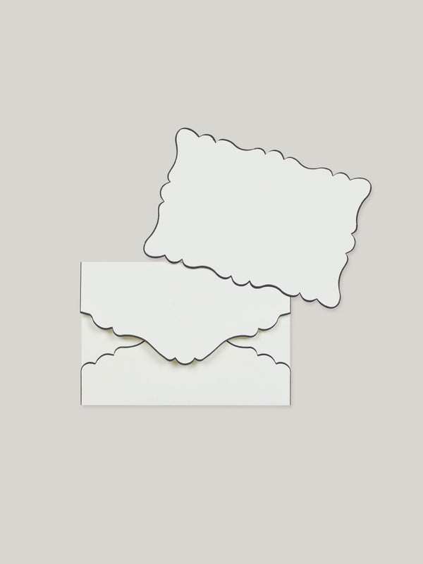 Claridge's Scalloped Edge Notelet Set, Black & Oyster