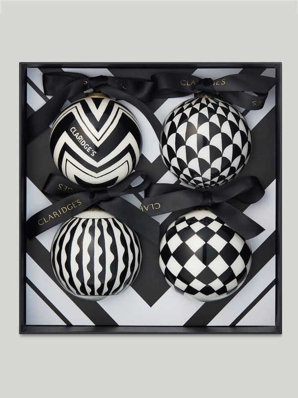 Claridge's Black & White Set of Four Baubles