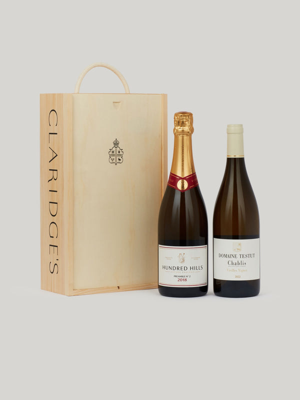 Hand-picked by Claridge’s Sommeliers. Featuring a delicate, and luxuriant English sparkling, paired with a top quality Chablis, a classic style perfect for any occasion.