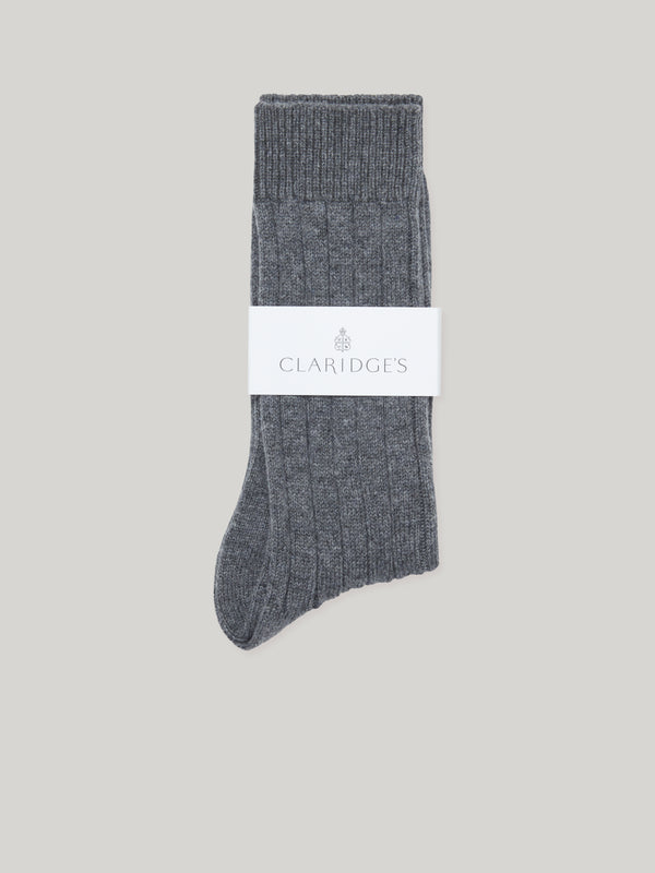 Claridge's Men's Grey Cashmere Socks