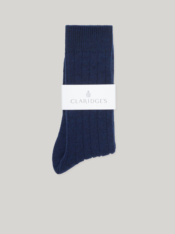 Claridge's Men's Navy Cashmere Socks
