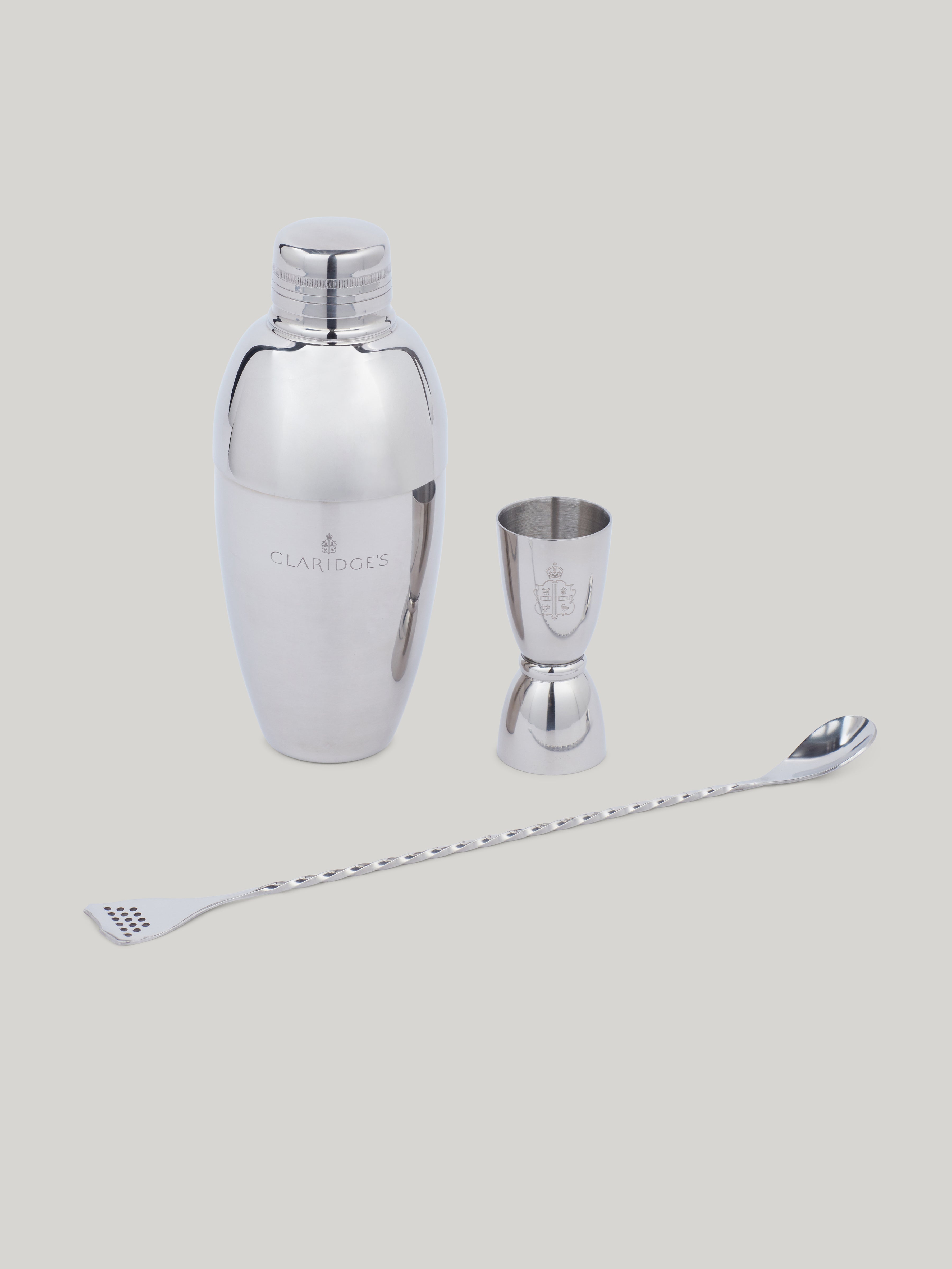 Claridge's Cocktail Shaker, Spoon & Jigger