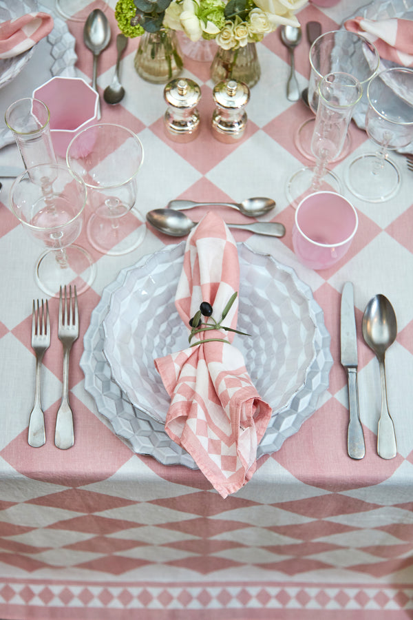 Claridge's x Summerill & Bishop Linen Napkin, Pink & White