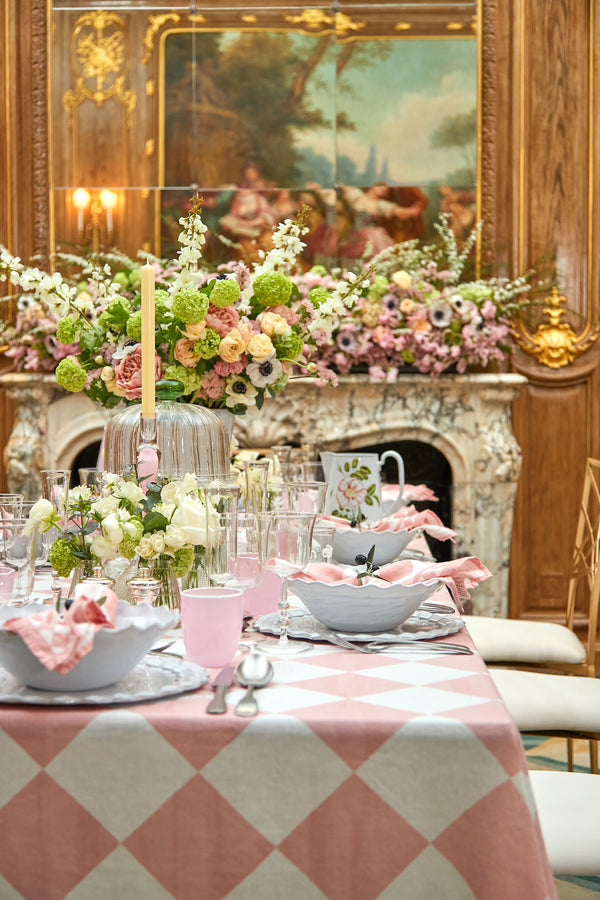 Claridge's x Summerill & Bishop Linen Tablecloth, Pink & White