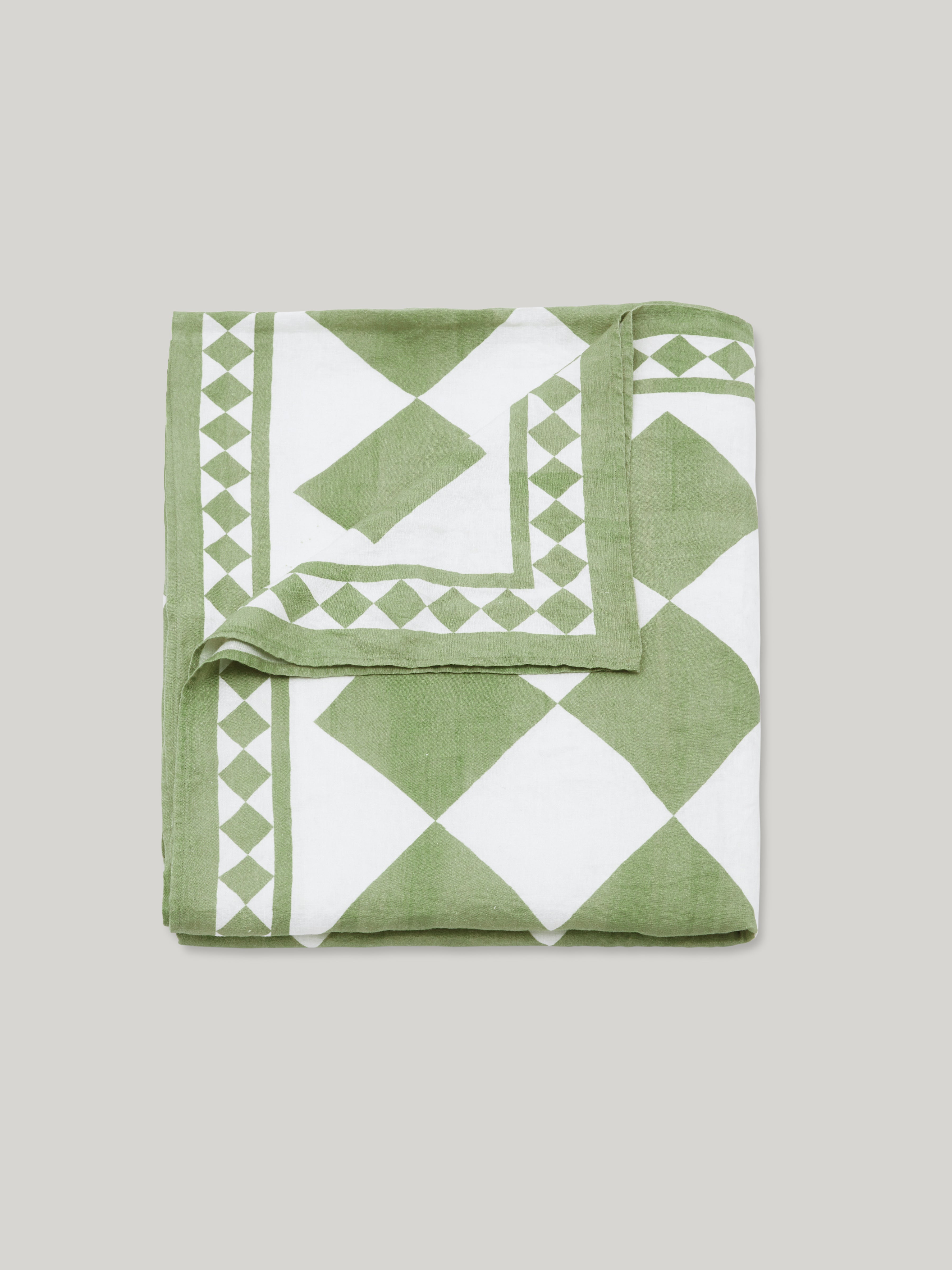 Claridge's x Summerill & Bishop Linen Tablecloth, Jade & White